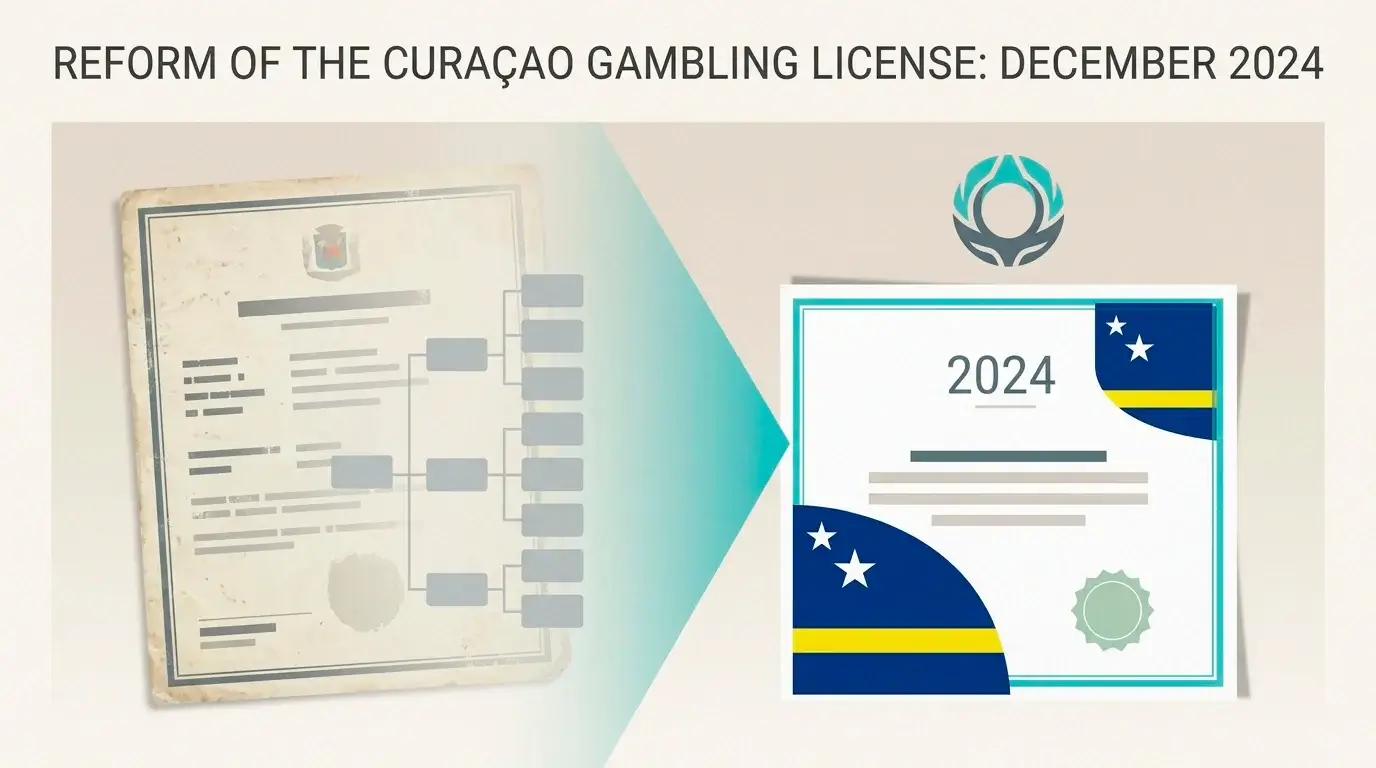 A visual representation of the Curacao LOK reform replacing the old master licence model with a single regulator.