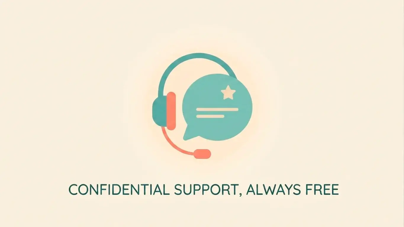 A friendly headset and speech-bubble icon representing a free 24-hour confidential gambling helpline.