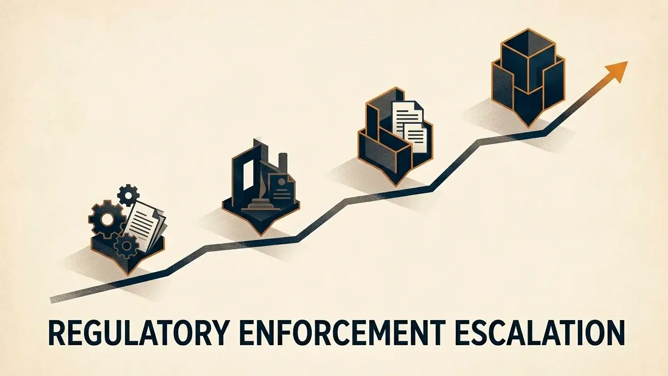 A composite visual evoking the escalating British enforcement effort against unlicensed offshore gambling operators in 2026.