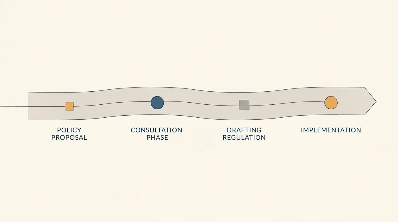 A timeline showing the cascade of UK gambling regulatory reforms from 2023 through 2026.